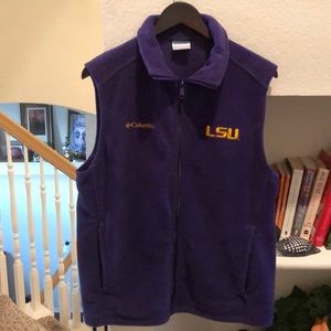 COLUMBIA LSU full zip fleece vest